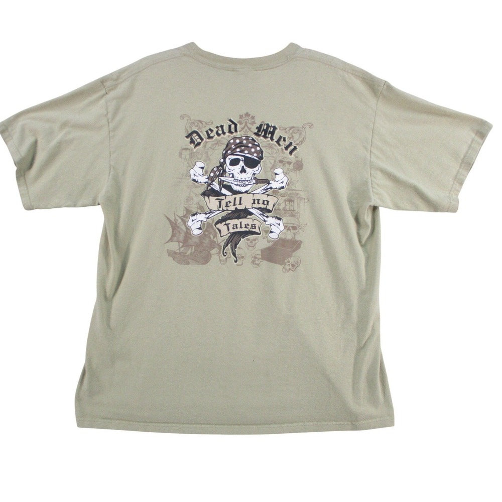 Dead Men Tell No Tales St Maarten Pirate Skull‎ T-Shirt Tan Mens XL 6306